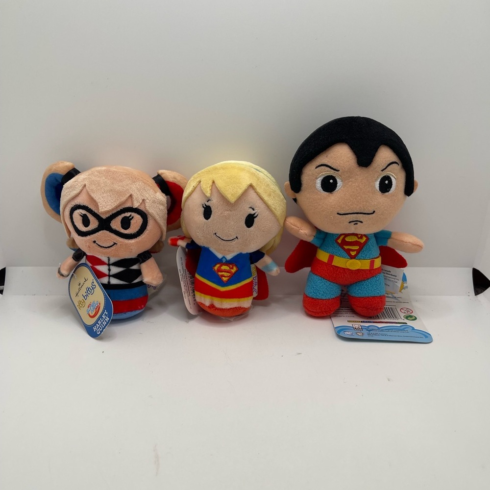 Superheroes Lot 3 Hallmark Itty Bittys Supergirl Harlequin & DC Comics Superman